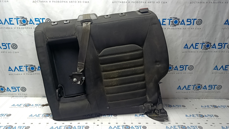 Left rear seat back for Ford Fusion mk5 13-16, black fabric, white stitching, with armrest, with belt and latch, dents, dry cleanable