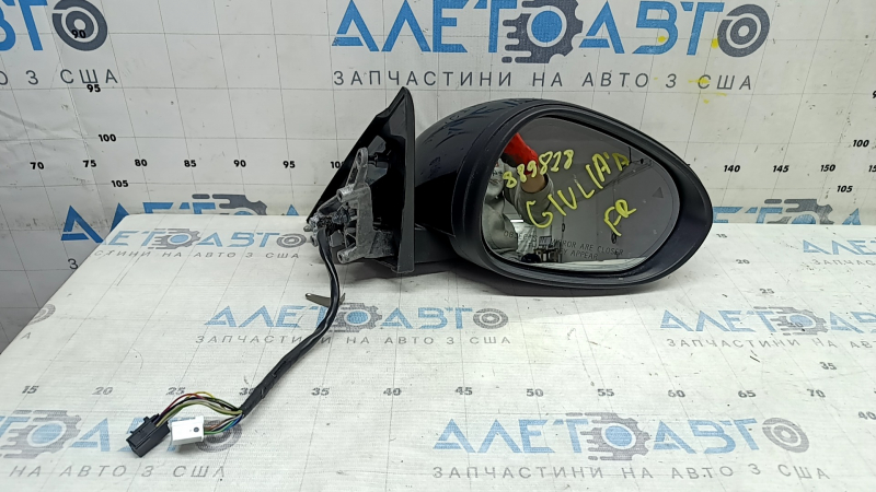 Right side mirror assembly for Alfa Romeo Giulia 17-25 10+8, turn signal, heated, auto-dimming, BSM, graphite, scratches