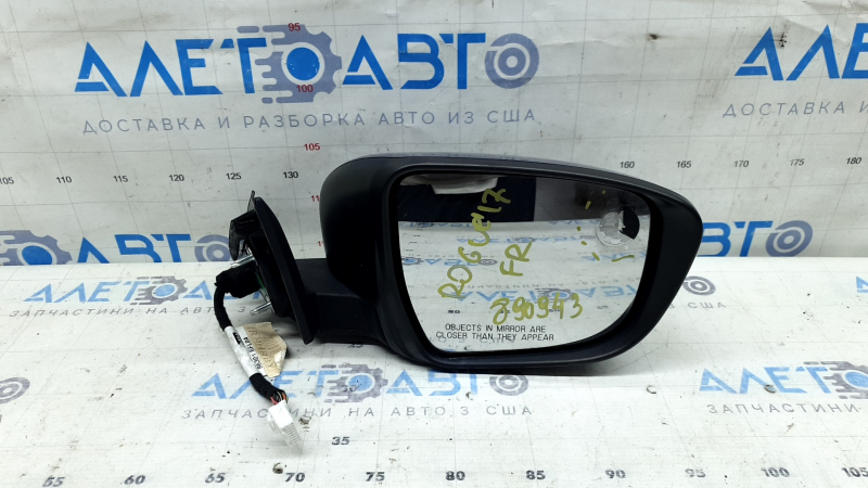 Right side mirror assembly for Nissan Rogue 17-20, 15 pins, blue, heated, turn signal, camera