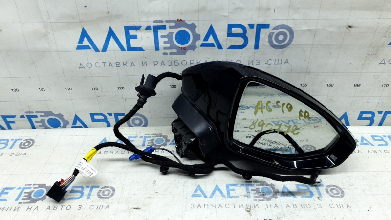 Right side mirror assembly for Audi A6 C8 19-25, 15+2 pins, turn signal, heated, auto-dimming, auto-folding, camera, BSM, blue, scratches, bumps