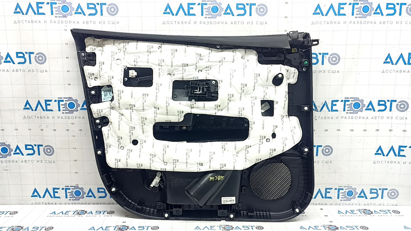 Hyundai Tucson 22-24 black front right door panel with black cloth insert, black armrest, chrome molding with black gloss, with handle, scratches, worn