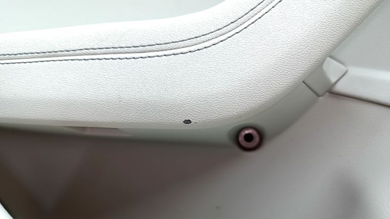 Door trim card rear left Audi A6 C8 19-24 light gray, without curtain, insert light gray leather, armrest leather light gray, upper leather dark gray, molding chrome with backlight, Bang & Oluf, with