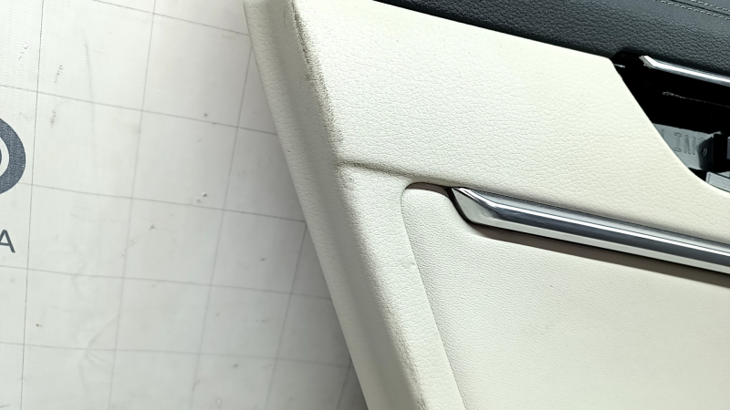 Door trim card rear left Audi A6 C8 19-24 light gray, without curtain, insert light gray leather, armrest leather light gray, upper leather dark gray, molding chrome with backlight, Bang & Oluf, with