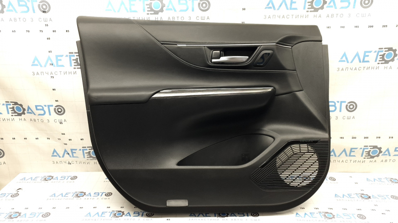 Door trim panel, front left, Toyota Venza 21-22 XLE, Limited, black leather with gray stitching, with memory seat, dark gray trim, with handle, scratches, abrasions