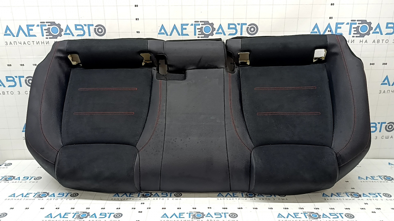 Rear seat cushion, 2nd row, Mercedes A-class V177 19-22, combined leather and Alcantara, black with red stitching, wrinkled, needs cleaning