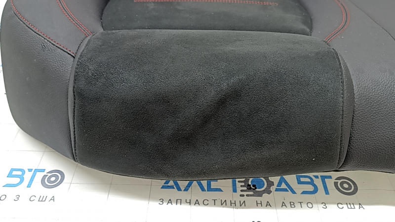 Rear seat cushion, 2nd row, Mercedes A-class V177 19-22, combined leather and Alcantara, black with red stitching, wrinkled, needs cleaning