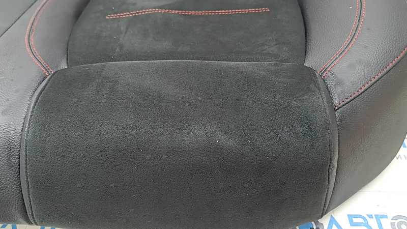 Rear seat cushion, 2nd row, Mercedes A-class V177 19-22, combined leather and Alcantara, black with red stitching, wrinkled, needs cleaning