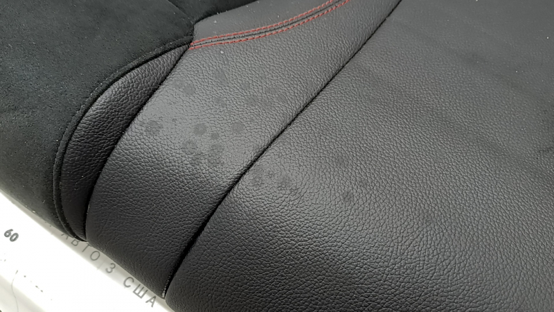 Rear seat cushion, 2nd row, Mercedes A-class V177 19-22, combined leather and Alcantara, black with red stitching, wrinkled, needs cleaning