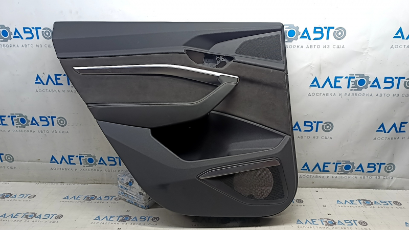 Door trim panel rear left Audi E-Tron 19-23 black leather under the curtain, chrome molding, chrome trim Bang and Olufsen, scratch