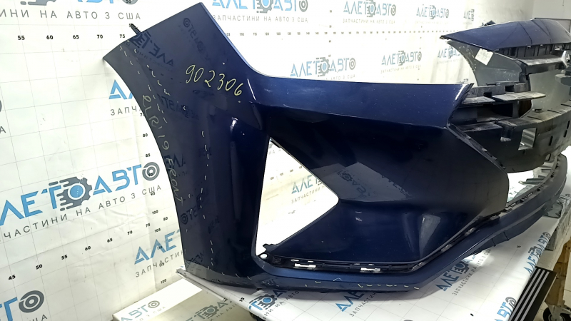 Front bumper bare Hyundai Elantra AD 19-20 blue, scratches, dents, cracks, breaks