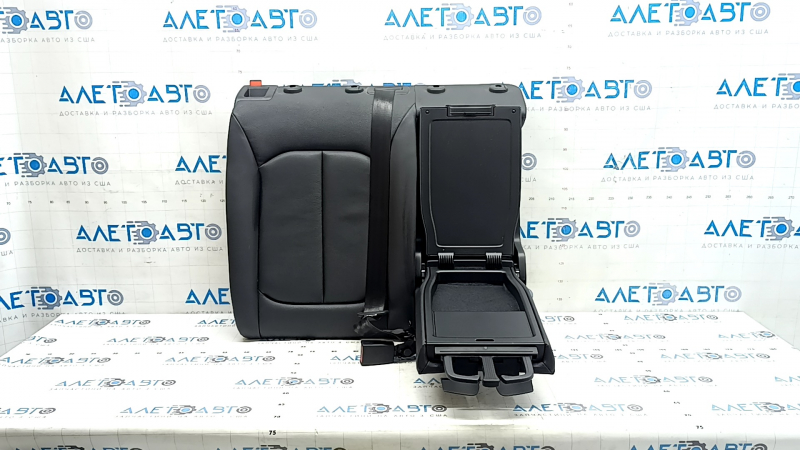 Backrest of the rear row of seats, 2nd row, right, Audi A3 8V 17-4d, black leather, with armrest and belt