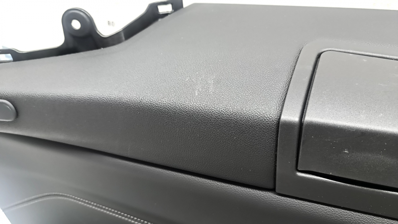 BMW X7 G07 19-22 rear left upper arch trim, Vernasca leather, Schwarz, Fineline/metal wood insert with molding, black leather armrest, dented, scratches, bumps, broken fastener