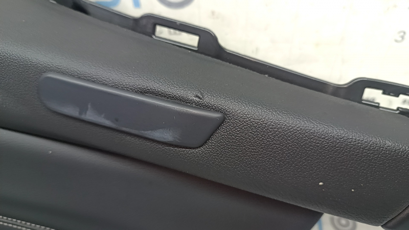 BMW X7 G07 19-22 rear right upper arch trim, Vernasca leather, Schwarz, Fineline/metal wood insert with molding, black leather armrest, dented, scratches, bumps, broken fasteners