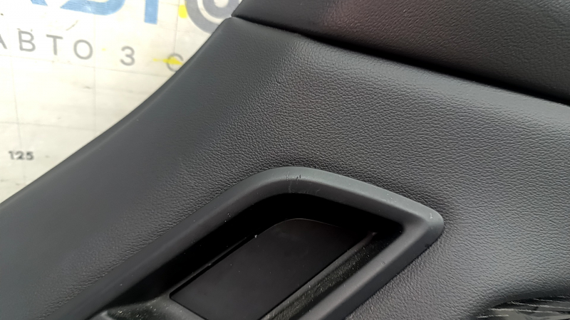 BMW X7 G07 19-22 rear right upper arch trim, Vernasca leather, Schwarz, Fineline/metal wood insert with molding, black leather armrest, dented, scratches, bumps, broken fasteners