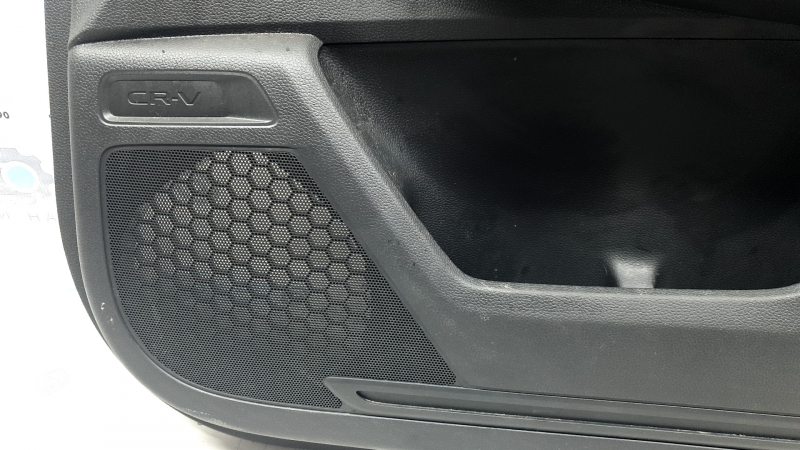 Honda CRV 23-26 black front right door panel, black leather armrest with orange stitching, glossy black molding, bumps, dents