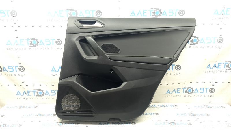 Door trim, rear right card, VW Tiguan 22-24, black, armrest, leather, black, white stitching, insert, leather, black, with handle, scratches, worn