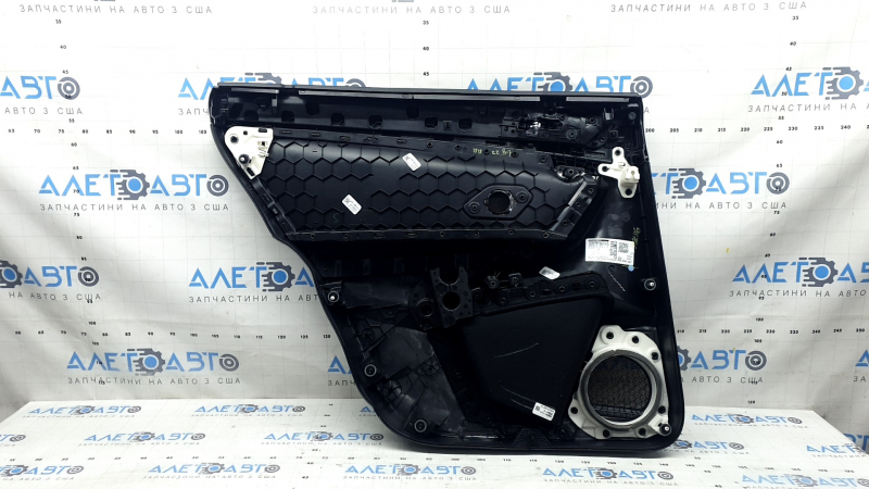 Door trim, rear right card, VW Tiguan 22-24, black, armrest, leather, black, white stitching, insert, leather, black, with handle, scratches, worn