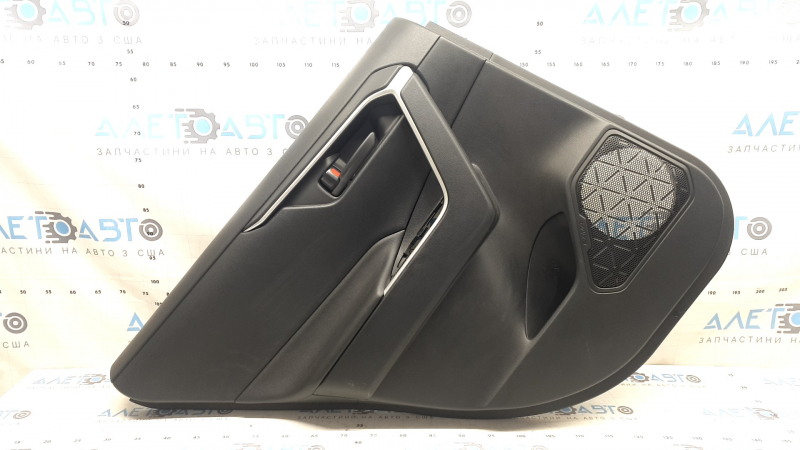 Rear left door panel for Toyota Rav4 19-24 black, black leather armrest, black plastic insert, gray molding with handle, scratches