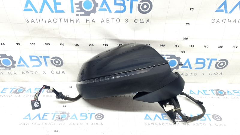 Right side mirror assembly for Audi Q5 80A 18-24V 15-pin, auto-dimming, turn signal, BSM, heated, black, chipped