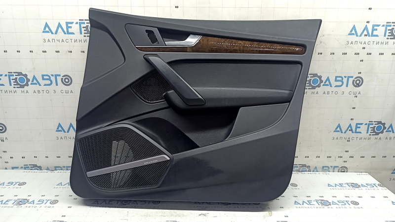 Door trim panel, front right, Audi Q5 80A 18-20, black, with wood insert, black armrest, Bang & Olufsen, with handle and overlays, scratches