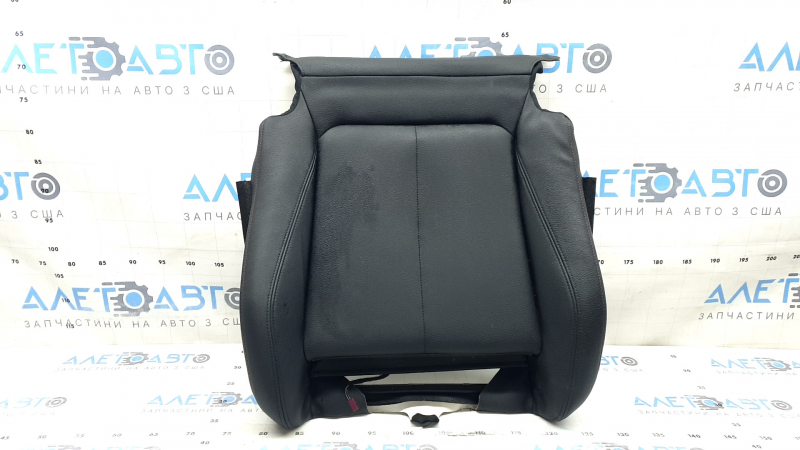 BMW 3 F30 12-18 driver's seat backrest trim, black leather with red stitching, Sport, heated, scratched