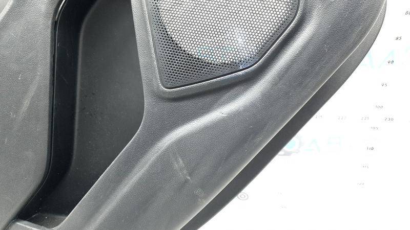 Door trim panel, rear left, Ford Explorer 20-20, black leather, without curtain, XLT, armrest and insert, black leather with white stitching, with handle, scratches