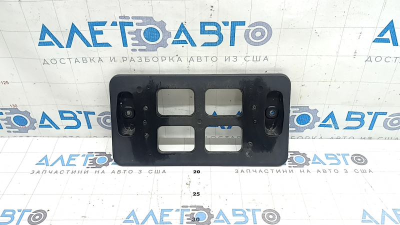 Volvo XC90 16-23 front bumper license plate frame, non-factory holes, dented mount