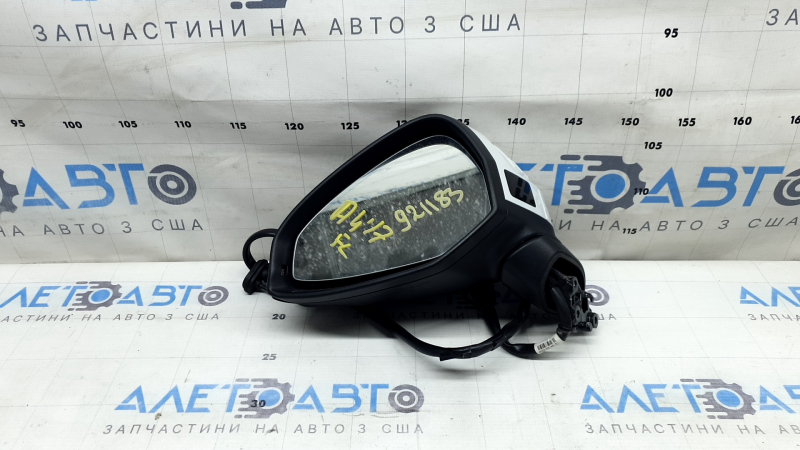 Left side mirror assembly for Audi A4 B9 17-19, 15 pins, turn signal, auto-dimming, memory, BSM, white, dented housing, broken turn signal glass, worn