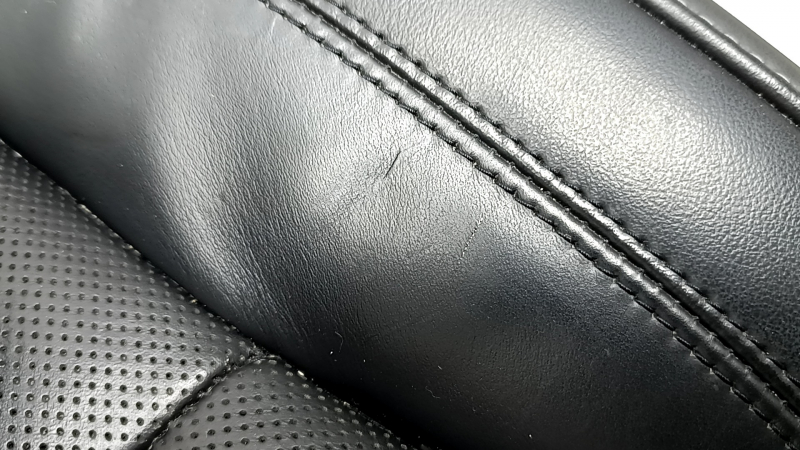 Lincoln Corsair 20-22 passenger seat cushion upholstery, black leather, perforated, heated, ventilated, scratches, dented