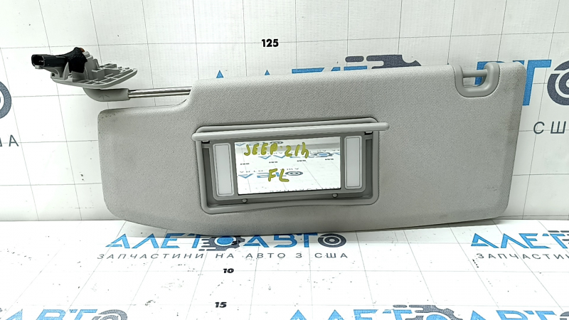 Left visor for Jeep Grand Cherokee WL 21-26, gray, with backlight, without hook, Home link, for cleaning