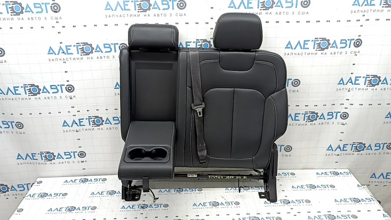 Left rear seat backrest, 2nd row, Jeep Grand Cherokee WL 22-26, black leather, gray stitching, with seat belt and heating