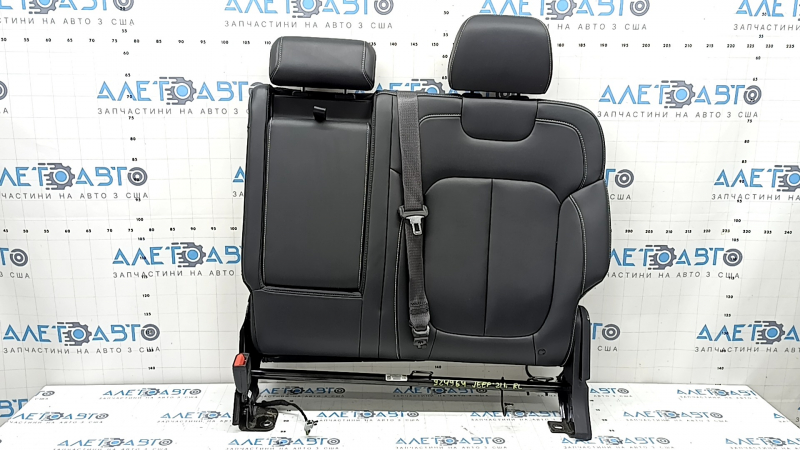 Left rear seat backrest, 2nd row, Jeep Grand Cherokee WL 22-26, black leather, gray stitching, with seat belt and heating