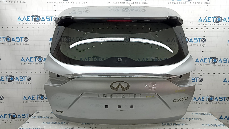 Infiniti QX50 19-25 tinted trunk lid with glass, silver K23, with molding, spoiler and trim