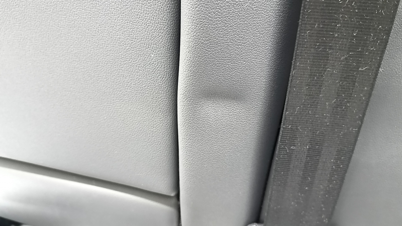 Rear seat backrest, 2nd row, left, Audi Q3 83A 19-25, with frame, black leather with black stitching, with armrest, with black seat belt, dent