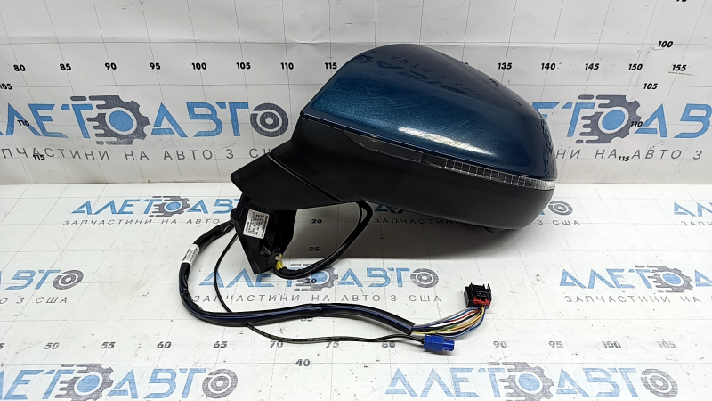 Left side mirror assembly for Audi Q7 19-26, 15+1 pin, heated, auto-folding, turn signal, camera, BSM, blue