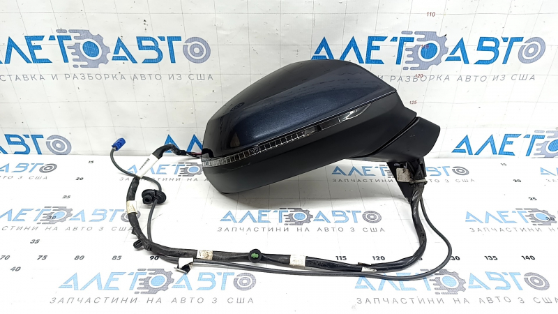 Right side mirror assembly for Audi Q5 80A 18-24V 15+4 pins, blue, turn signal, auto-dimming, heated, BSM, camera, bumpers, worn