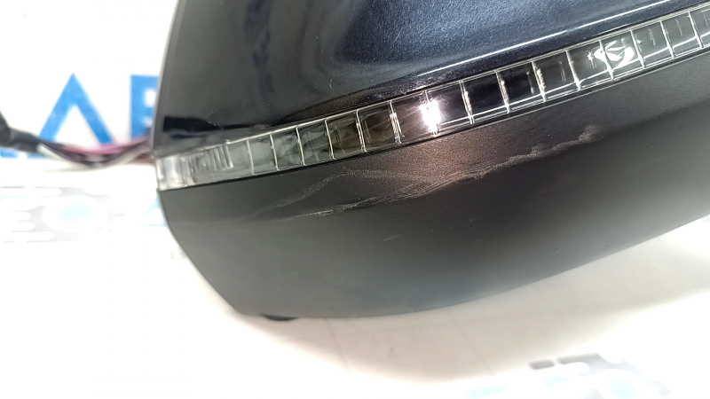 Right side mirror assembly for Audi Q5 80A 18-24V 15+4 pins, blue, turn signal, auto-dimming, heated, BSM, camera, bumpers, worn