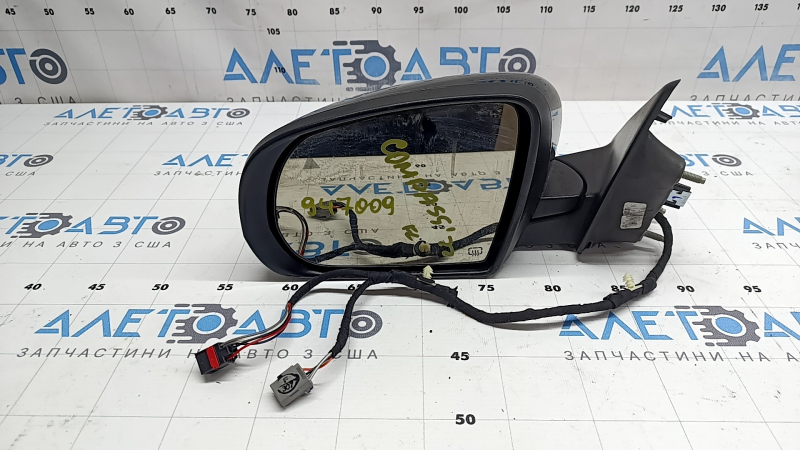 Left side mirror assembly for Jeep Compass 17-26, 5+4 pins, BSM, heated, turn signal, with chrome molding, black, sand on chrome