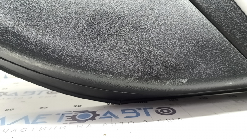 Door trim panel, rear right, Jeep Compass 22-26, black, gray leather insert, with brown stitching, scratches, break, worn