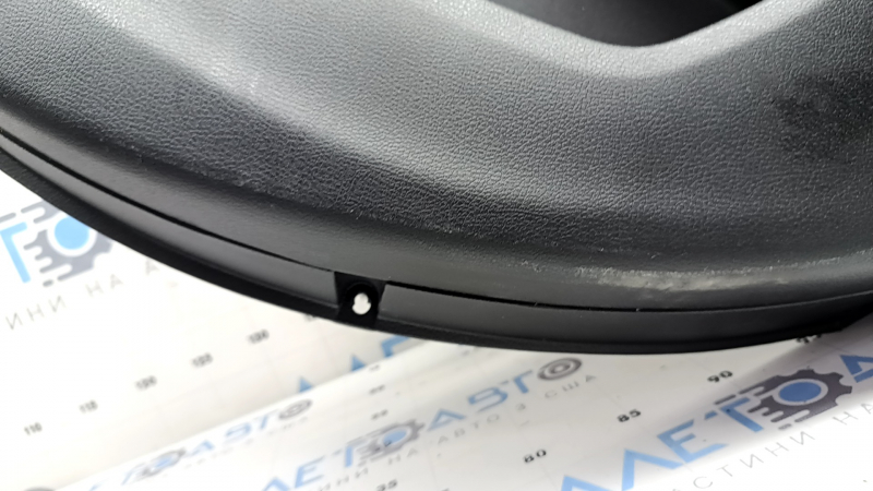 Door trim panel, rear right, Jeep Compass 22-26, black, gray leather insert, with brown stitching, scratches, break, worn