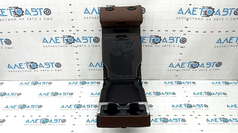 Rear seat armrest, 2nd row, BMW X7 G07 19-22, complete, leather for 7 seats, brown Coffee, dented, melted, scratches