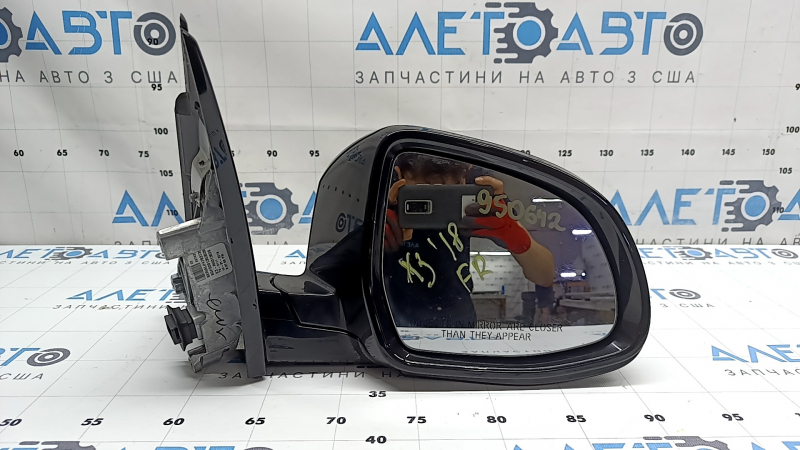 Right side mirror assembly BMW X3 G01 18-22 5-pin, turn signal, auto-dimming, BSM, brown, chipped turn signal glass