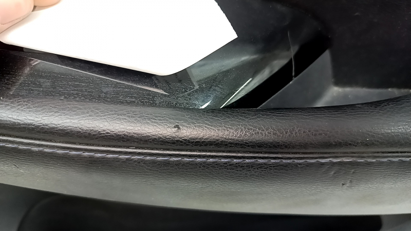 Door trim card front right Nissan Leaf 13-17 black with black insert leather, armrest black leather, scuffs, scratches, abrasions, dents