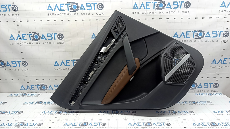 Door trim panel rear left Audi Q5 80A 18-20 black, armrest brown leather, insert leather black, Bang & Olufsen, with handle