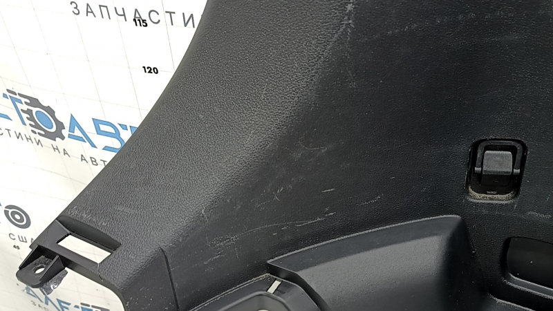 Left arch trim for Hyundai Santa FE 21-23, black, for subwoofer and speaker, Harman Kardon, broken mount, scratches, scuffs, crack
