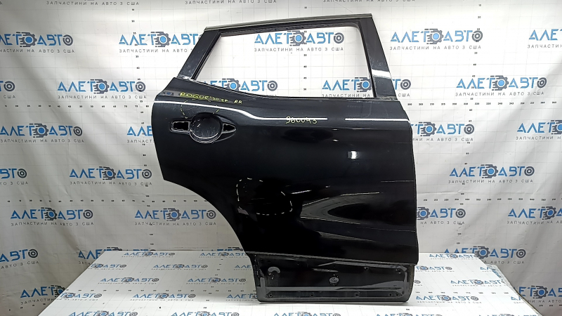 Bare rear right door Nissan Rogue Sport 17-22 black G41, with upper chrome molding, bump on chrome, scratches