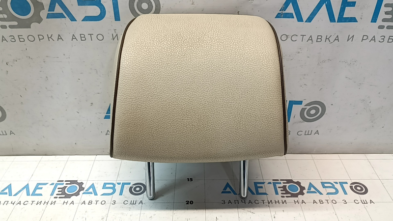 Headrest 2nd row right VW Passat b8 16-19 USA beige leather with brown piping, broken fasteners