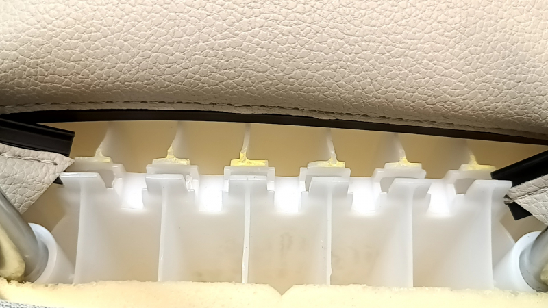 Headrest 2nd row right VW Passat b8 16-19 USA beige leather with brown piping, broken fasteners