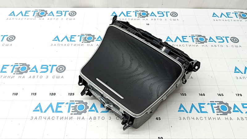 Mercedes GLC 20-22 center console pocket box in ebony wood, with cup holders, lighting, and a cigarette lighter