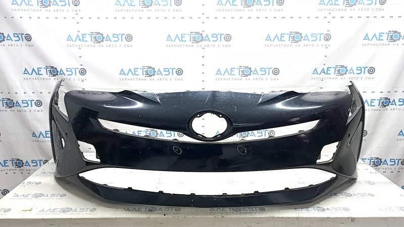 Bare front bumper for Toyota Prius 50 16-18 with parking sensors, black, dented, scratches, non-factory holes, tear